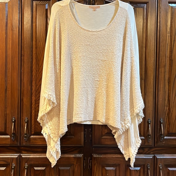 Gibson Latimer poncho beige with fringed sleeves small - Picture 1 of 15